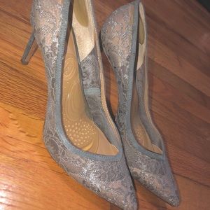 Lace Gray Pointy Banana Republic Heels